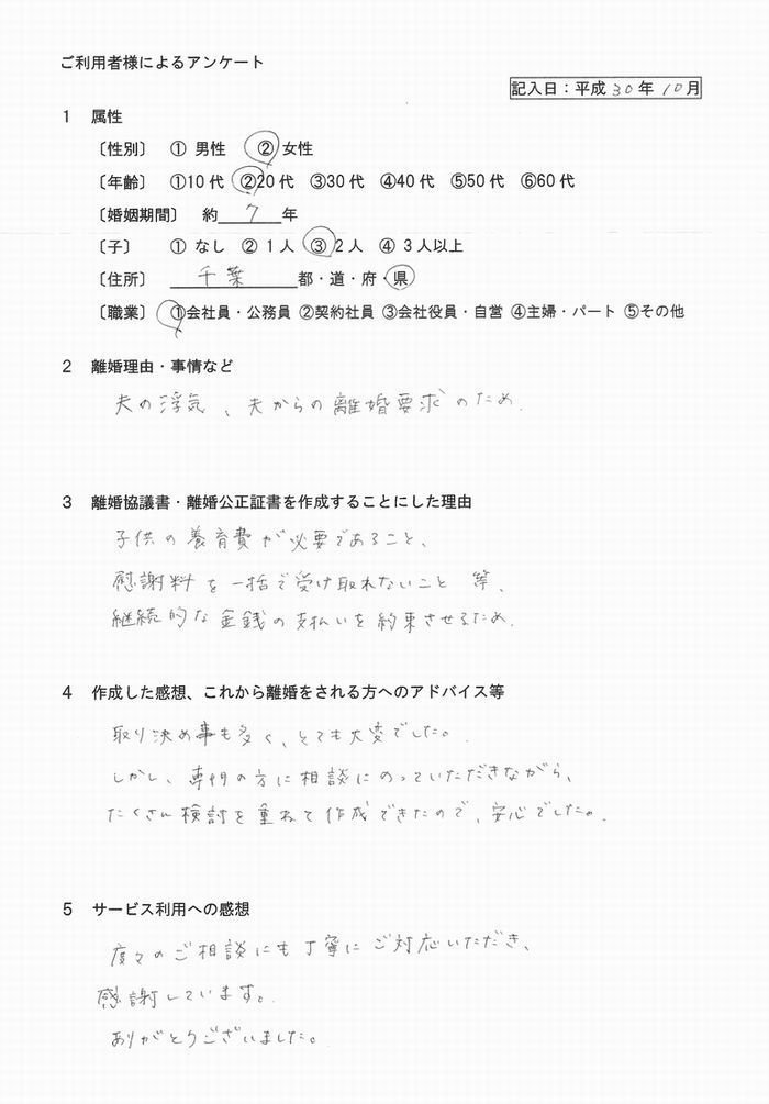 123離婚公正証書・女性