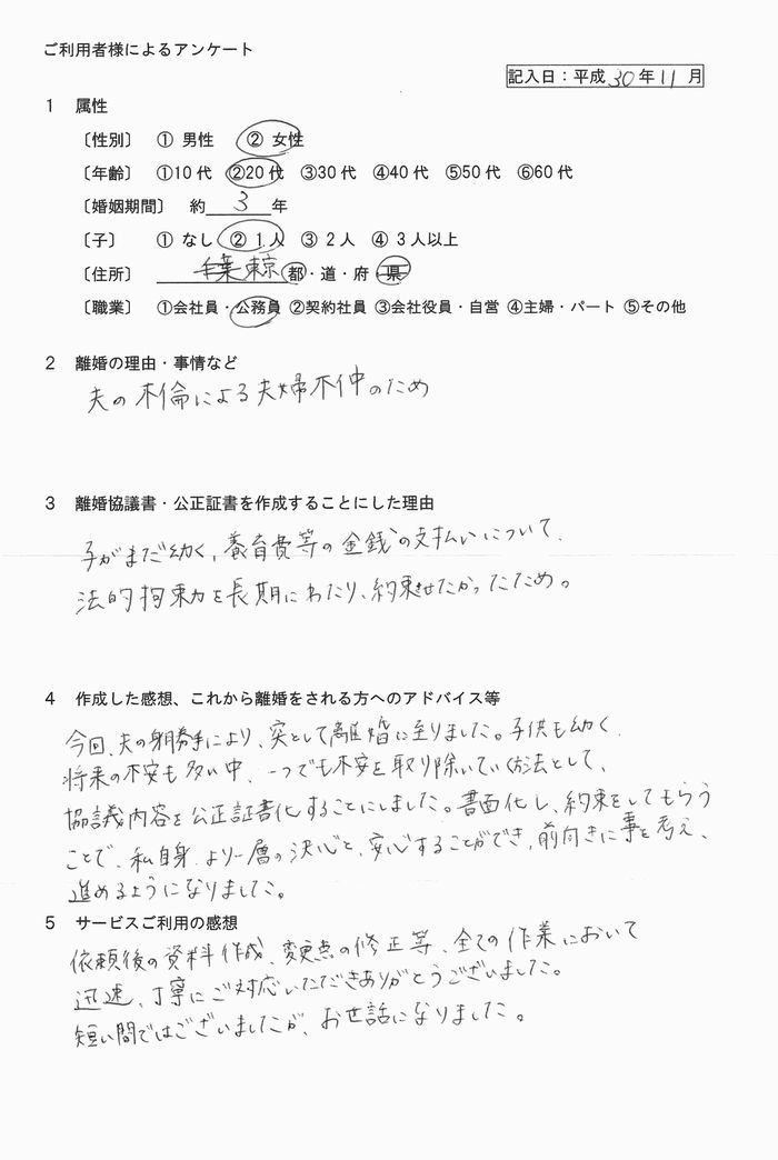 127離婚公正証書・女性