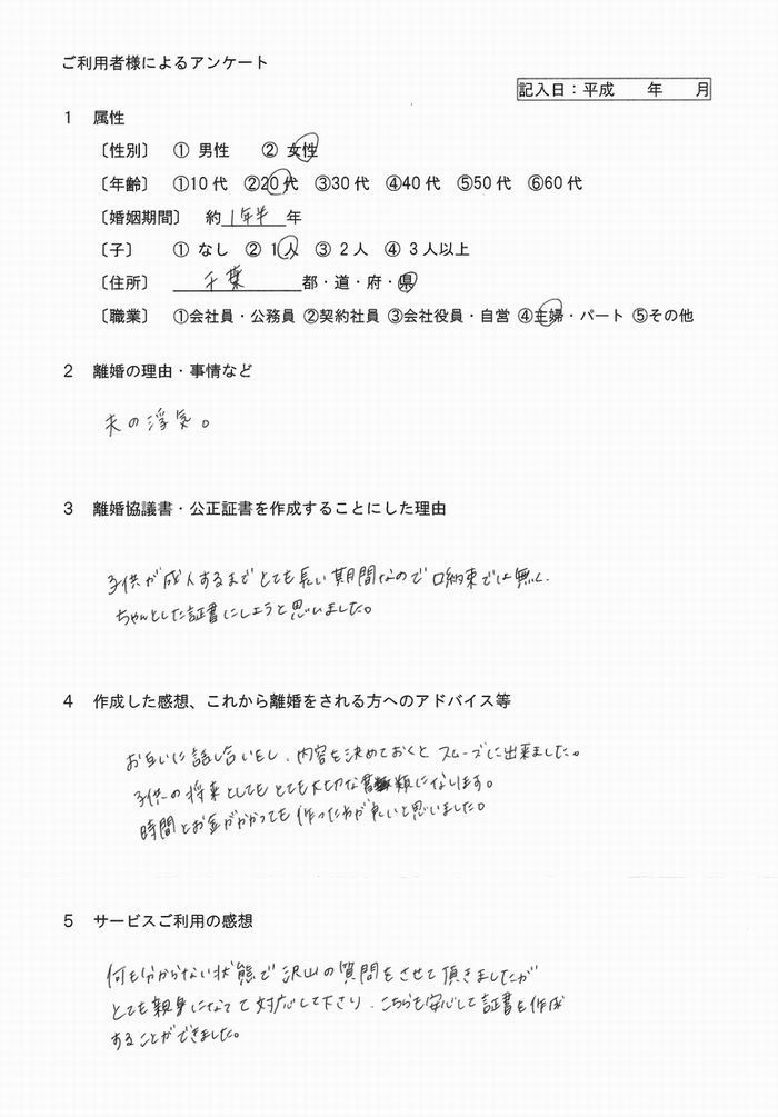 122離婚公正証書・女性